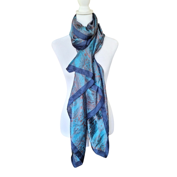 Large Slinky Scarf Brown & Blue Teal - Picture 3 of 7